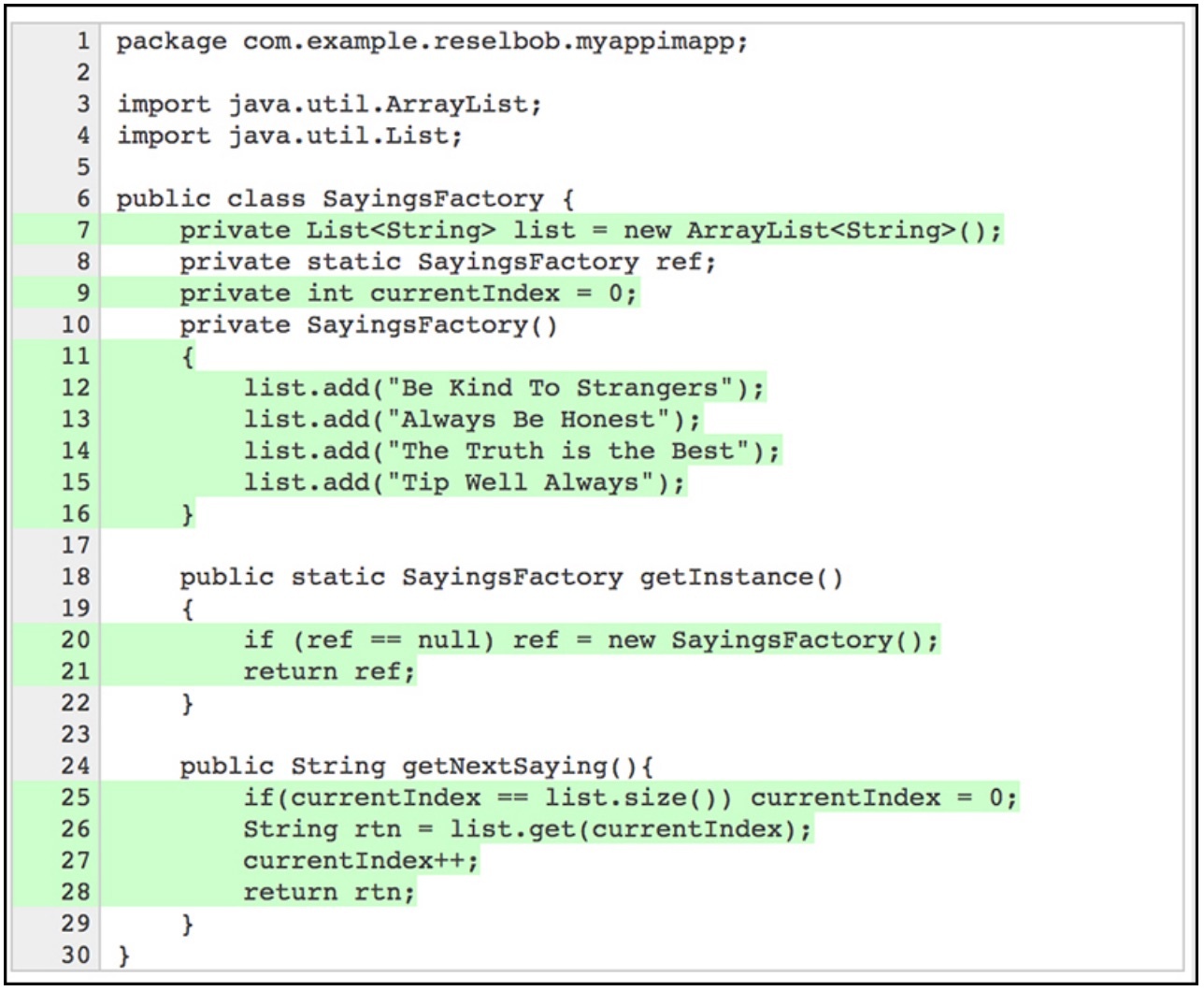 A screenshot showing a typical code coverage report in HTML format.